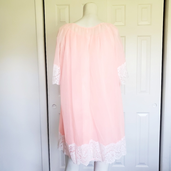 Dunlon vintage 1970s Short neon Night Gown lace - Picture 3 of 16